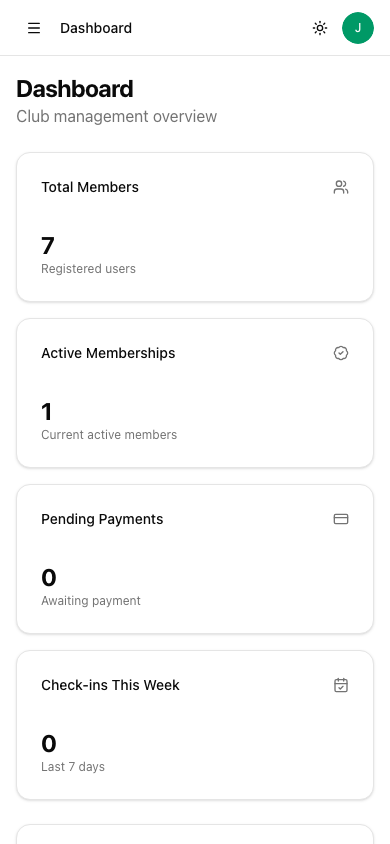 NexusSport Dashboard - Mobile
